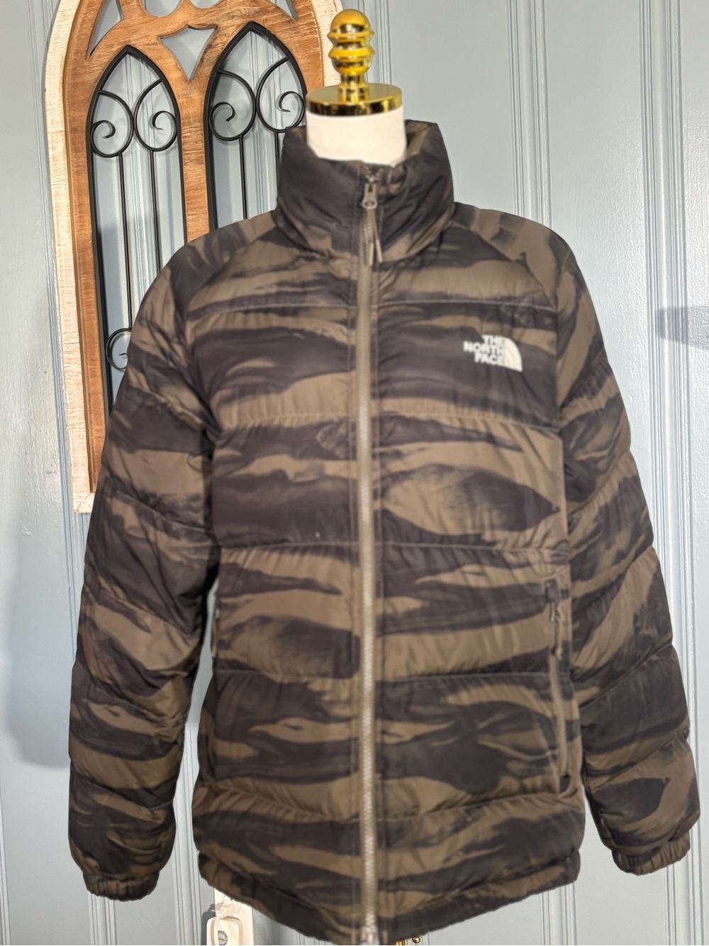 EUC North Face Nuptse Men's 600 Down Camo Puffer Jacket Full Zip Size M